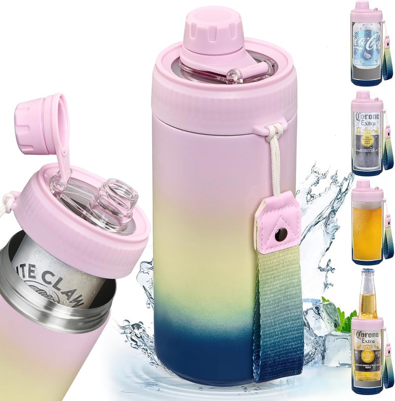 Max&So Sealed Can Cooler Fizz Lid Can Cover for 12 oz Regular, Slim Skinny Cans & As Thermal Bottle, 4-in-1 Insulated Vacuum Stainless Steel Carbonated Cold Drink Holder - Gradient - Image 1